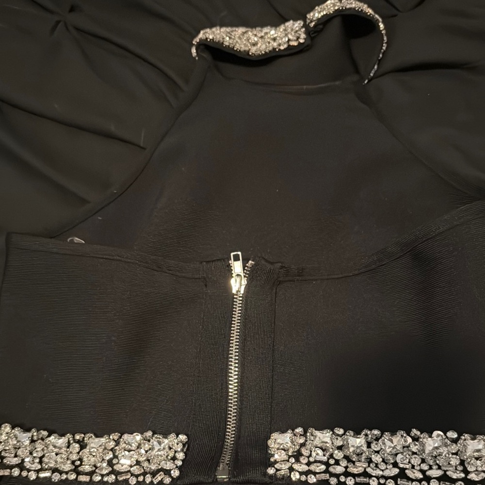 Black Halter Top with Silver Sequin Accents - Picture 4 of 4